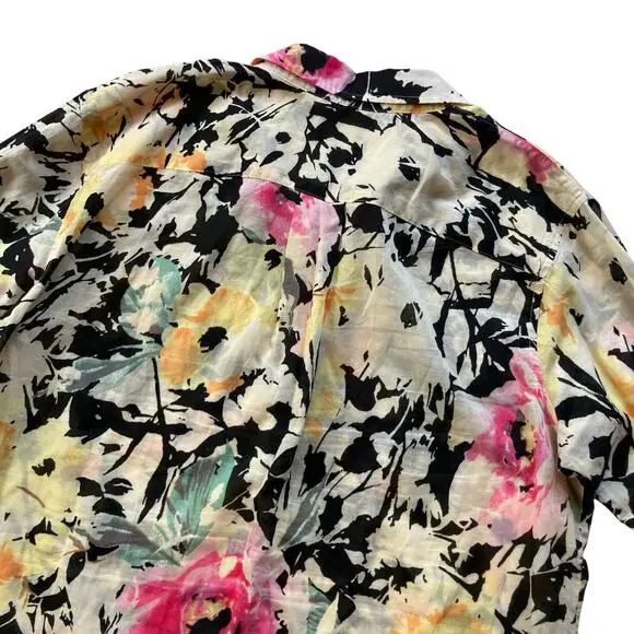 Lauren Ralph Lauren Retro Floral Print Button Up Shirt Women's Size M - Picture 4 of 6